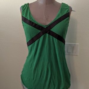 VPL Fine Cotton Green/Black/Silver Camisole, Med